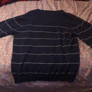 blue and white striped sweater